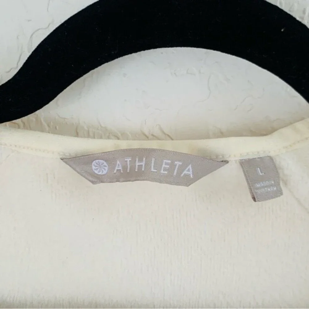 Athleta Cardigan Sweater Cozy Karma Wrap L Cream Open Front Oversized Minimalist
